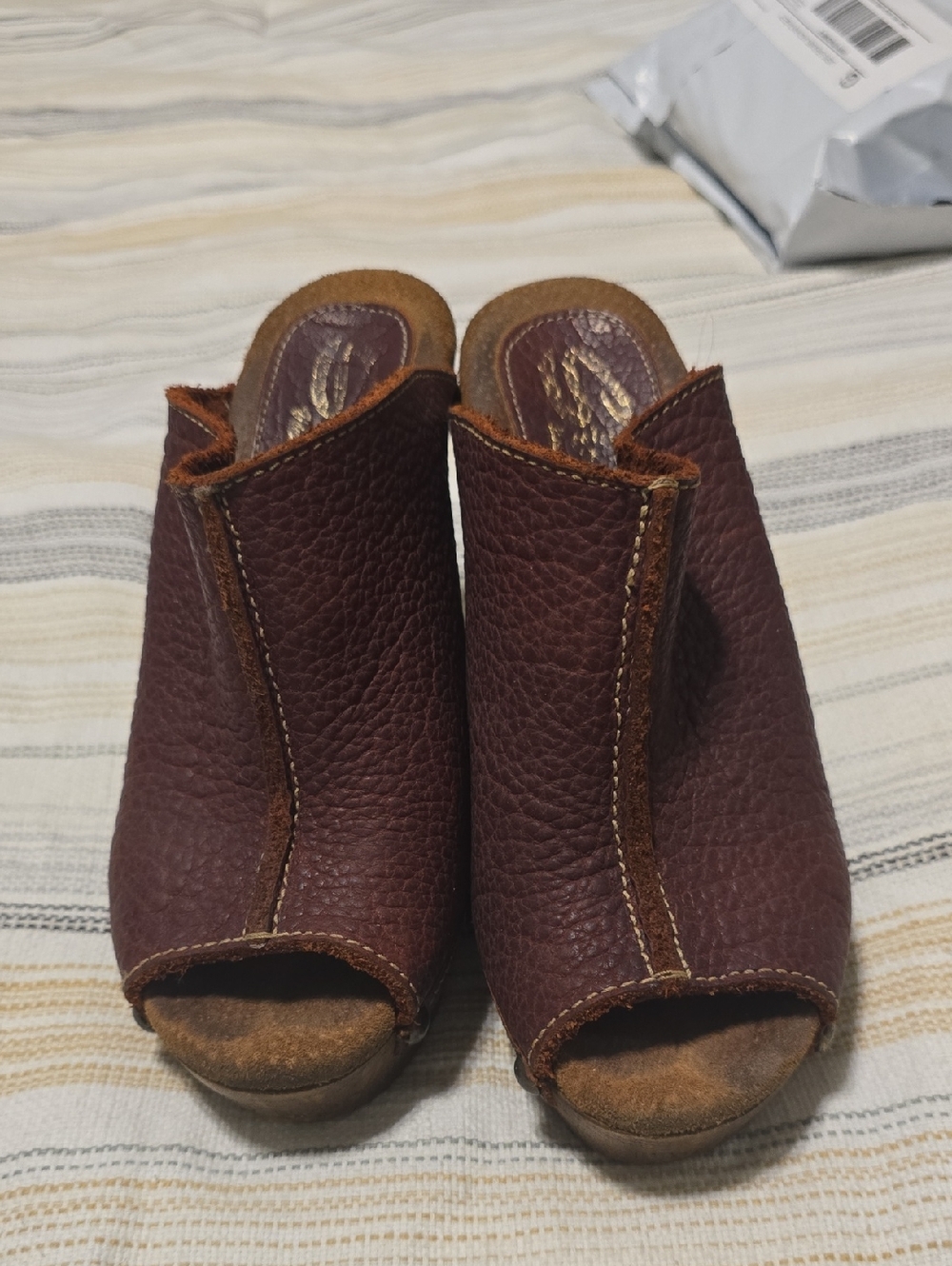 Volatile Brown Leather Open-Toe Mule Clogs